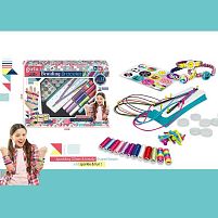 Набір для плетіння браслетів MBK 291 K 12 мотків ниток, станок для плетіння, еластична основа, декор, в коробці