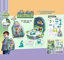 Набір лікаря DL 9971 герой, аксесуари лікаря, стетоскоп, шприц, окуляри, ігрова платформа, висувна ручка, ремінець, на колесах, у валізі