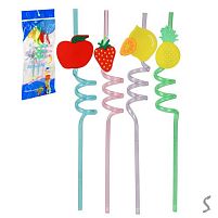 Трубочки для напоїв пластик "Fruits" 4шт/уп 26см Stenson R37404