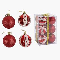 Новорічні прикраси C 67264 12 штук, кульки, D = 5.5 см, в слюді