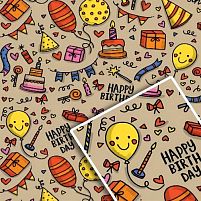 Папір пакувальний крафт "Кульки на бурому" 70*100см 10л/уп Stenson 1042БР