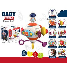 Бізіборд 666-1 8 забавок, тріскачка, гумові елементи для перетягування, пискавка, спінер, попіт, рухомі елементи, пальчикові ігри, в коробці