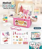 Набір лікаря PT 2 A (36/2) "Doctor Medical", 20 елеметів, помпове накачування, колір рожевий, у коробці