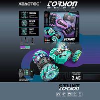 Машина на радіокеруванні XB 1235 акумулятор 3.7 V, USB кабель, пульт 2.4 Ghz, звук, підсвітка, роликові колеса, парогенерація, обертається на 360