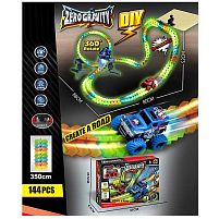 Трек GD 281 A акумулятор 3.7 V, USB кабель, автоматичний принцип роботи, 2 корпуси машинки, 144 елементи, підсвічування, в коробці