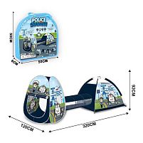 Дитячий ігровий намет з тунелем X-Toys 2051 B-1 «Поліція» (92*120*320 см, вхід на зав'язках, сумка)