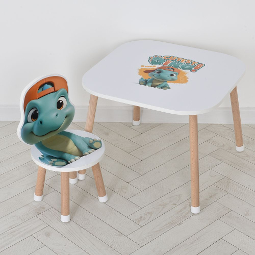 Дитячий столик Bambi M 502-5 «Dino» (зі стільчиком, ДСП, силіконовий захист ніжок)