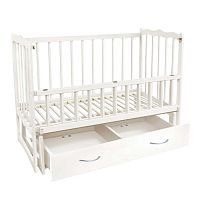 Ліжечко дерев'яне маятник+шухляда - відкидний борт "Сон" вільха - колір білий