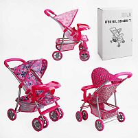 Коляска для ляльок 9304 BW-T летняя, 3 види, діаметр коліс 10 см, в коробці