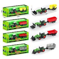 Трактор 955-216 4 види, причіп, розмір: 23х5.8х6 см, металопластик, інерція, рухомі елементи, в коробці, ВИДАЄТЬСЯ МІКС ВИДІВ