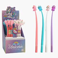 Ручка C 72654 ЦІНА ЗА 48 ШТУК В БЛОЦІ, гелева, синя паста, прикраса, в коробці