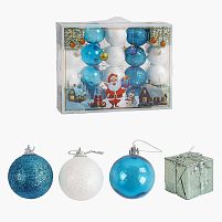 Новорічні прикраси C 67332 20 штук, кульки, подарунки, D = 4,5 см, у слюді