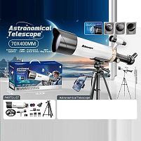 Телескоп SD 609 об’єктив, видошукач, окуляр, оптичні лінзи, збільшення: 70х400 мм, оберт на 360°, додаткові фільтри, тримач для телефона, інст