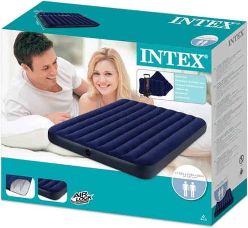 Надувний матрац Intex 64765 «Dura-Beam» (25*152*203 см, двомісний, дві подушки, ручний насос, до 272 кг) фото 12