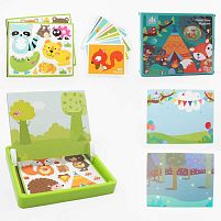 Дерев'яна магнітна дошка С 74451 "Тварини", маркер, картки, магніт, назви англійською мовою, в коробці