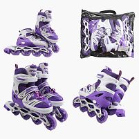 Ролики 52344-М /розмір 34-38/ колір – ФІОЛЕТОВИЙ колеса PU, ПЕРЕДНЄ КОЛЕСО СВІТЛО, d – 6.5 см, в сумці