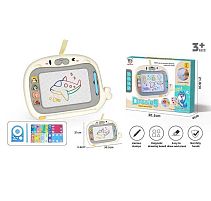 Дошка для малювання 518 магнітна, розмір: 30х21 см, кольоровий малюнок, 2 стилуси, магнітні штампи, трафарети, картки, наліпки, в коробці