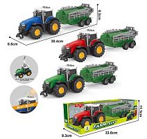 Трактор з причепом 0488-603 D 3 кольори, інерція, 3 кнопки, в коробці