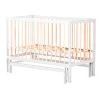 Ліжечко дитяче "Софія-2" - шарнір-підшипник з опускною боковиною (Білий + натуральний)
