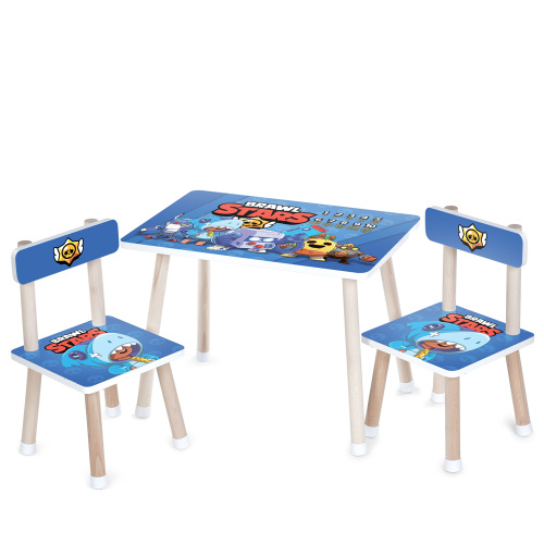 Дитячий столик Bambi M 501-24 «Brawl Stars» (з двома стільчиками, столик: 40*44,5*60 см, стільчик: 28,5*28,5*51 см, блакитний)
