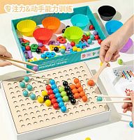 Дошка логічна C 71003 дерев'яна, картки-зразки, інструменти, кульки, цифри, в коробці