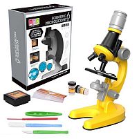 Мікроскоп 1012 A-1 2 кольори, підсвічування, скельця та пляшечки для зразків, інструменти, викрутка, інструменти, в коробці
