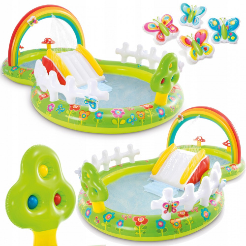 Дитячий надувний ігровий центр Intex 57154 «Під водою» (104*180*290 см, два басейна 206+175 л, гірка, фонтан, навіс, ненадувне дно, до 81 кг) фото 7