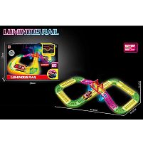 Трек 888-130 30 деталей, люмінесцентний, машинка на батарейці, підсвічування, в коробці