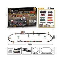 Залізниця 9299-89 42 елементи, 8 вагонів довжиною 85 см, дорога 177х68 см, підсвічування, звук-беззвучний режим, рух вперед, на батарейках, в кор