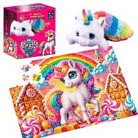 Пазли "Єдиноріжка" DT200-11 260 деталей "Vladi Toys", розмір пазла: 320*470 мм, м'яка іграшка, постер, у коробці