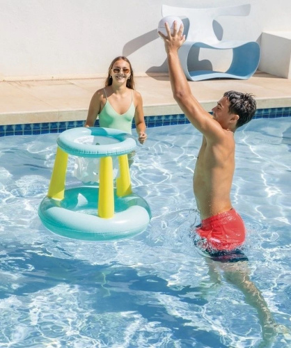 Дитяче надувне баскетбольне кільце Intex 56500 «Водний баскетбол» (64*86 см, м'ячик)