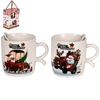 Чайний набір новорічний "Happy Christmas" 4пр/наб 200мл (2 чашки з ложками) Stenson R34138