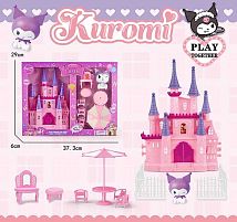 Замок JX 751 KE висота 24см, герой, парасолька, 3 стільчики, трюмо, парканчик, в коробці