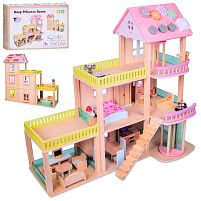 Будиночок для ляльок Bambi MD 1370 (35*71*76,4 см, дерево, 3 поверхи, спальня, вітдальня, кухня, ванна, ліфт, балкон, меблі)