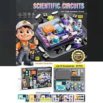 Електронний конструктор 77-54 K 45 елементів, підсвічування, радар, 3 види перемикачів, 6 карток із прикладами, основа для збірки, в коробці