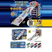 Парковка MKD 215 A трек, 25х83х37 см, 5 поверхів, механічний принцип, 8 металопластикових машинок, дорога опускається, в коробці