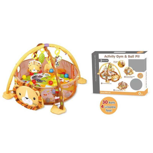 Килимок-манеж 668-32 “Лев”, брязкальця, набір пластикових кульок, у коробці