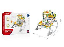 Шезлонг HE 0655 регулювання гучності, мелодії, 3 підвіски, заспокійлива вібрація, на батарейках, регулювання положення, в коробці