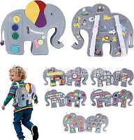 Логічна книжка-рюкзак C 75322 “Слоник”, розмір: 35х29.4 см, написи англійською мовою, шнурівка, застібки, цифри, англійська абетка, кольори, тра