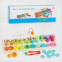 Логічна дерев’яна дошка C 60429 магнітна риболовля, математичний, геометричний сортер, сортер за кольорами, пірамідки, в коробці