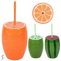 Склянка з кришкою та трубочкою "Fruits" 600мл Stenson R38206