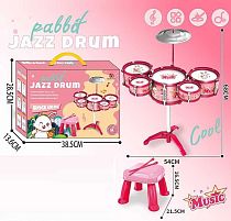 Барабанна установка DX 100-2 розмір 54х68 см, стільчик, 5 барабанів, 1 металева тарілка, 2 палички, в коробці