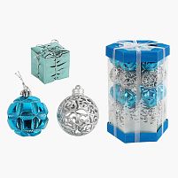 Новорічні прикраси C 67412 35 штук, кульки, подарунки, D = 5 см, в слюді