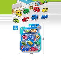 Набір машин 898 E-102 інерція, 6 машинок, 1 мотоцикл, 1 гвинтокрил, в слюді