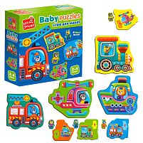 Пазли картонні з грою "Транспорт. Тварини" VT1722-28 укр "Vladi Toys"