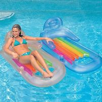 Матрас надувний для плавання Intex 58802 (85*160 см, 2 кольори, спинка, підсклянник, підлокітник, вік 8+, до 80 кг)