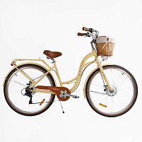 Велосипед міський Corso SN-28410 «Sonata» (колеса: Ø28", рама: 18"/сталева, 7 швидкістей, гальма: заднє/переднє, багажник, кошик на кермі)