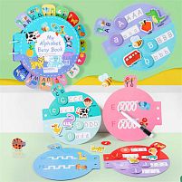 Логічна книжка C 76605 двосторонні картки з прописами та завданнями, маркер “пиши-стирай”, наліпки, зображення тварин та людей, літери англійсько