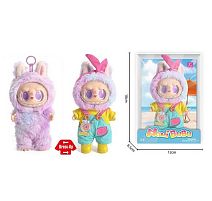 М`яка іграшка-брелок YF 004 C герой, гумовий, висота 17 см, металеве кільце, знімний одяг, рухомі ручки та ніжки, бантик, в коробці