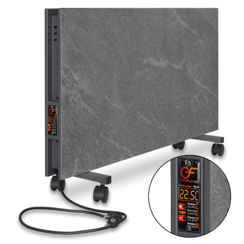 Електрична інфрачервона керамічна панель (обігрівач) EraFlyme C2/1200PG (1.2 kW, 22 кв.м, графіт, клімат-контроль, двостороння, колеса, 6*45*90 см.) фото 3